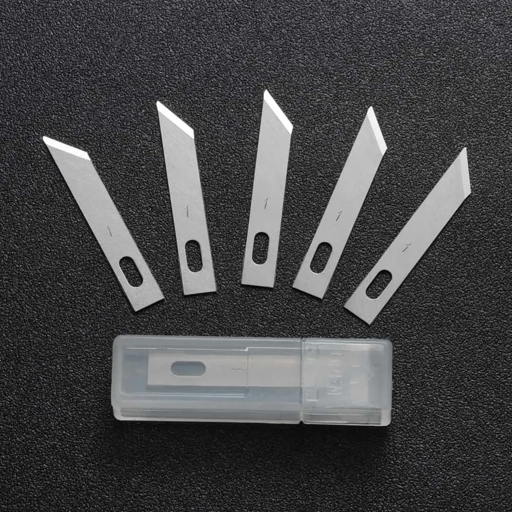 10pcs/set Craft Knives Blades Cutter Stainless Steel Non-Slip Metal Scalpel Knife Parts Ultrathin Engraving Blade PCB Tools