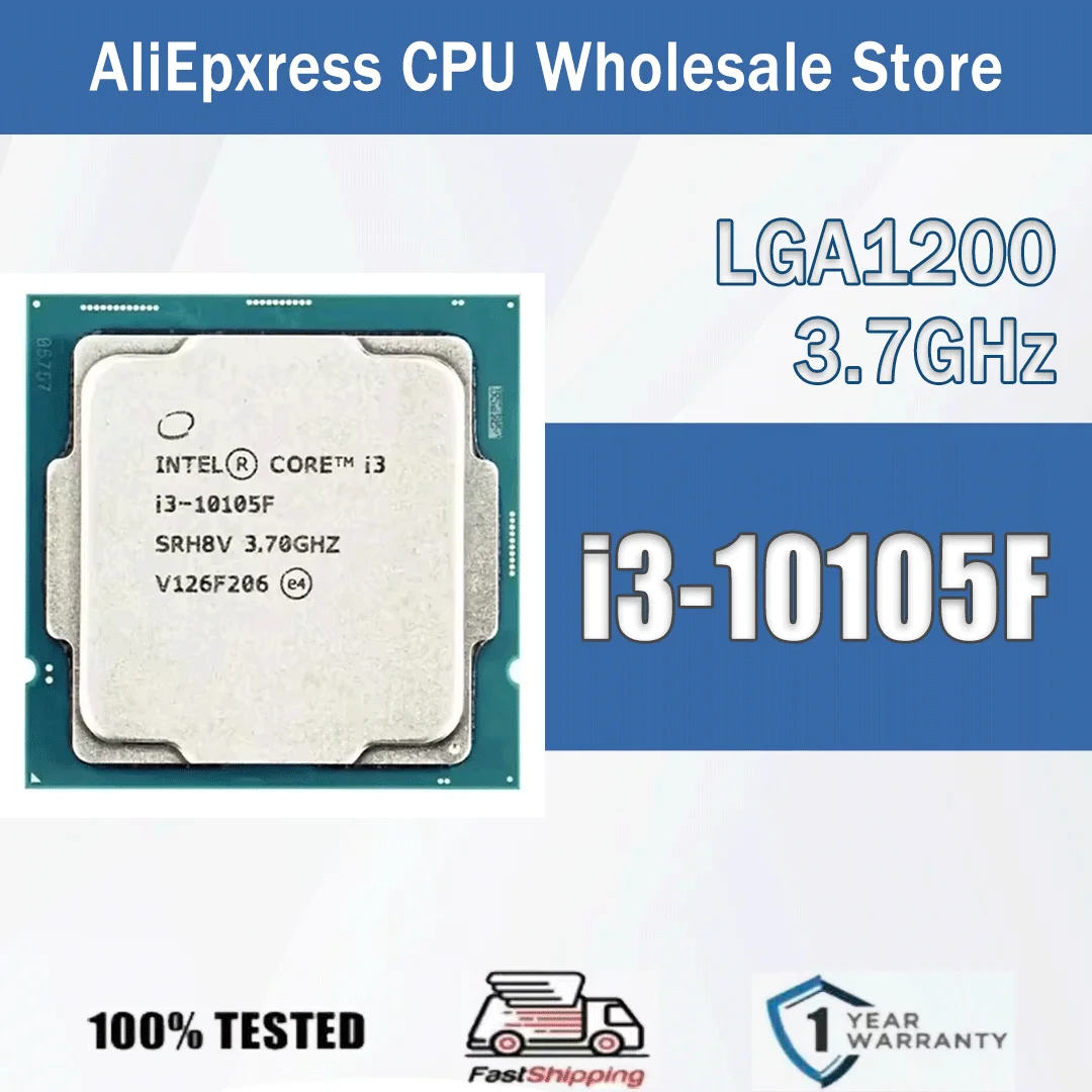 Intel Core i3-10105F 3,7 GHz 4 Core 8 Thread CPU L3 = 6M 65W i3 10105F procesador de escritorio I3 10105F interfaz de servidor LGA 1200