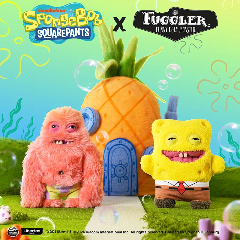 1:1 novo 22cm huggler bob esponja & patrick colab pelúcia-dentado feio-fofo dente monstro boneca de pelúcia brinquedos presentes enviar para amigos