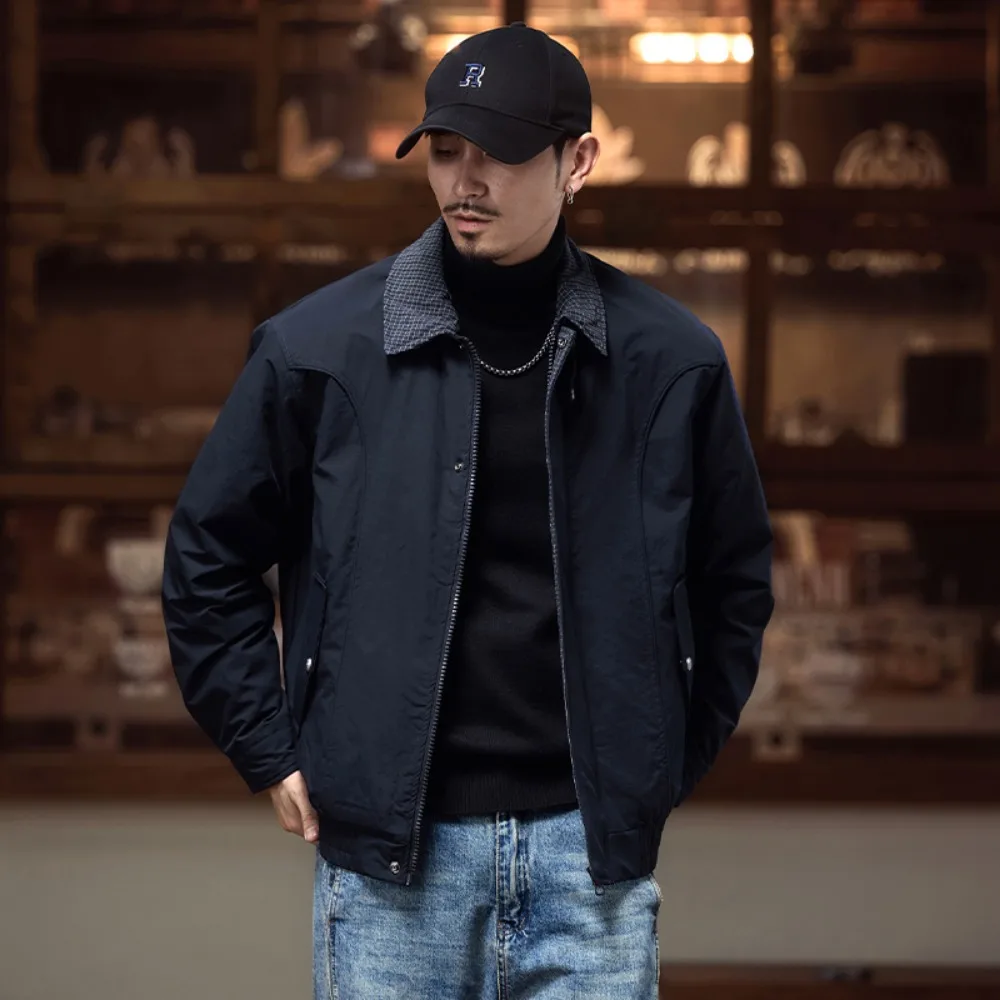 

2025 Autumn and Winter New Cotton Clothes Trendy Plaid Lapel Cotton Clothes Retro Men's Warm Thickened Jackets