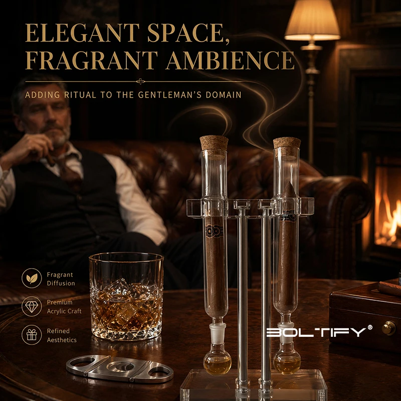 Borosilicate Glass Cigar Aromatherapy Humidors Tube Kit with 265mm Length Aroma Infusion Exquisite Chamber Base for Conservation