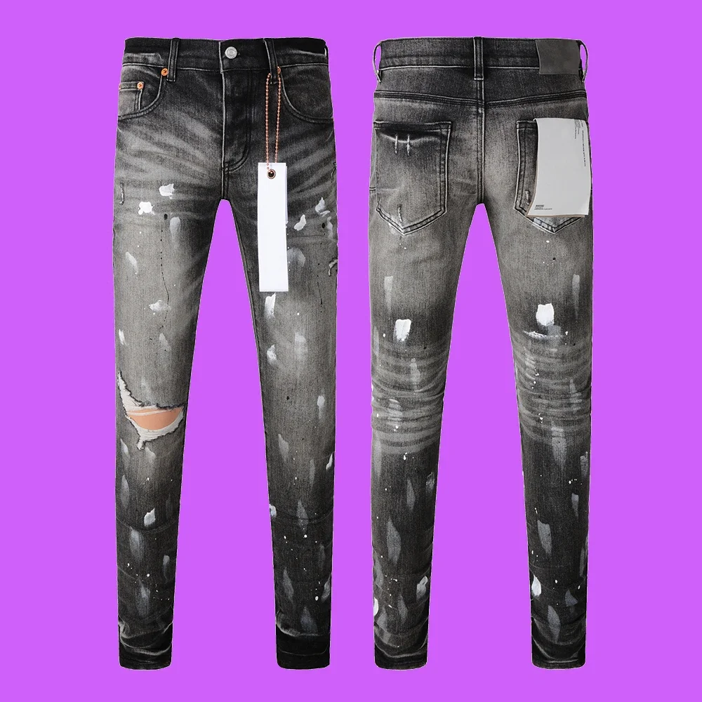 

2024 New Fashion Purple roca Jeans brand Lable American 1:1 High Street Mid Rise With Slim Leg Lined Back Muti Pockets pants