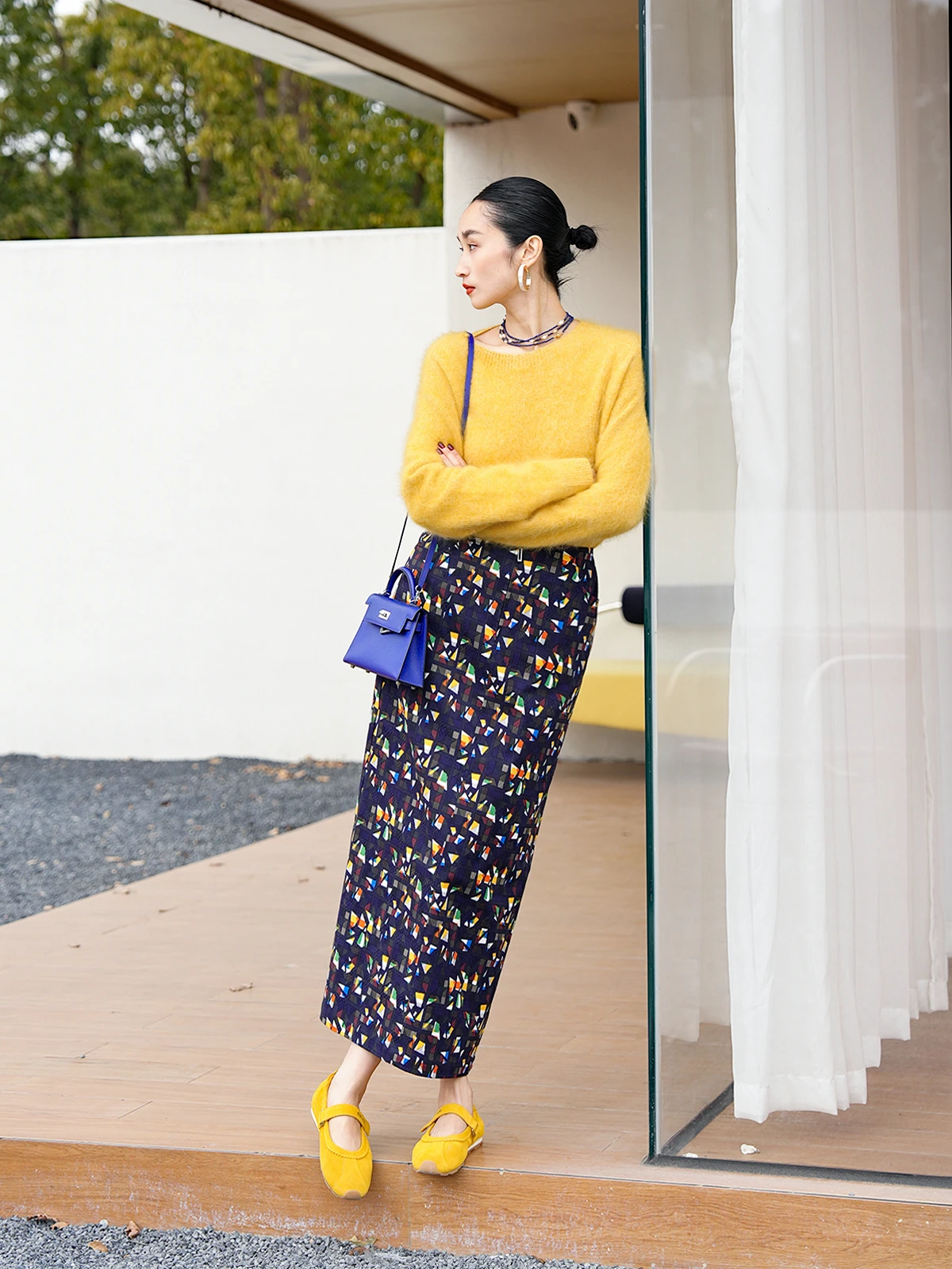 

Юбка-карандаш LemonChen с геометрическим узором, из смесового хлопка, цветная, тканая, 3D, минималистичная, с высокой талией, H-образная, весенняя, молодежная