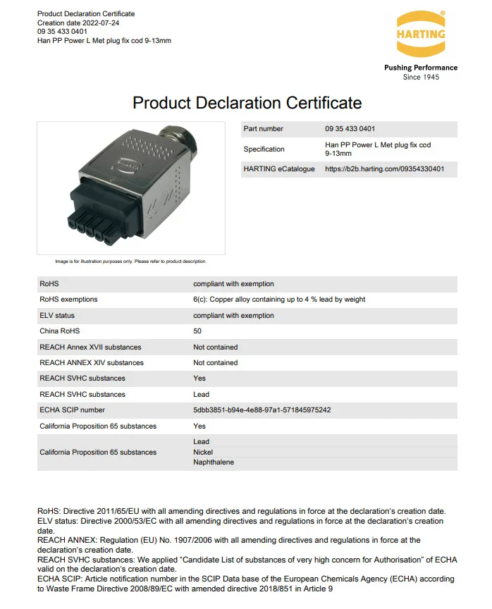 09354330401 HARTING HAN PP POWER connectors