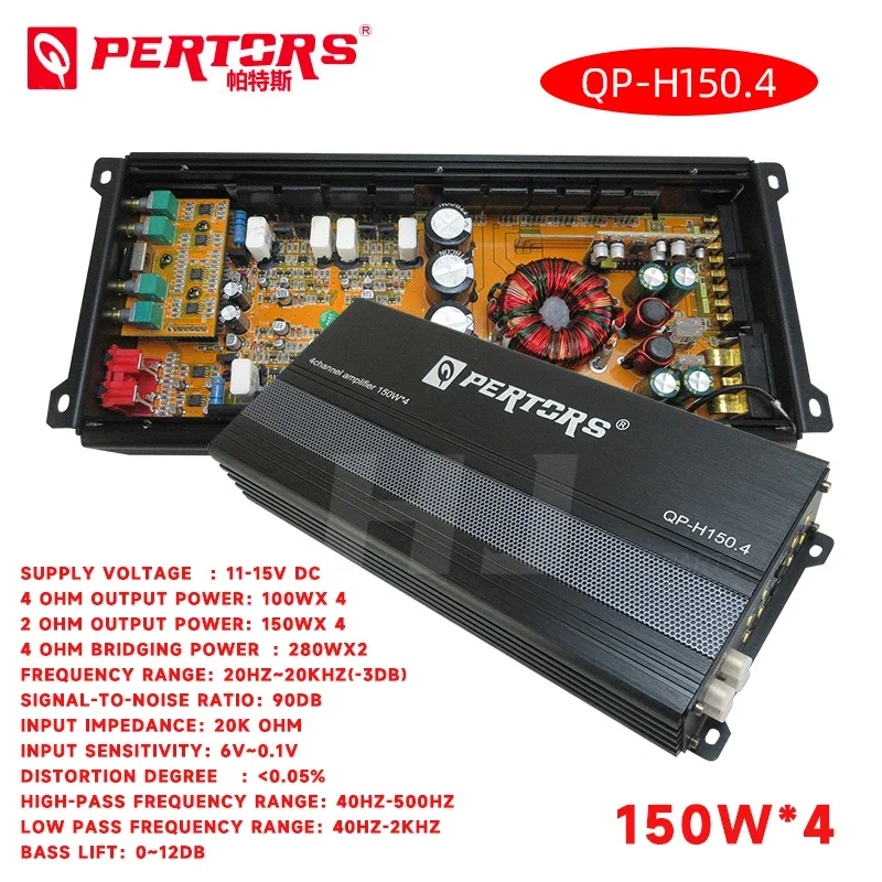 Amplificador de Sonido para Auto Clase AB de 4 Canales, 4*150w, Amplificador de Potencia para Altavoces de Medios y Bajos, Subwoofer, Tweeter