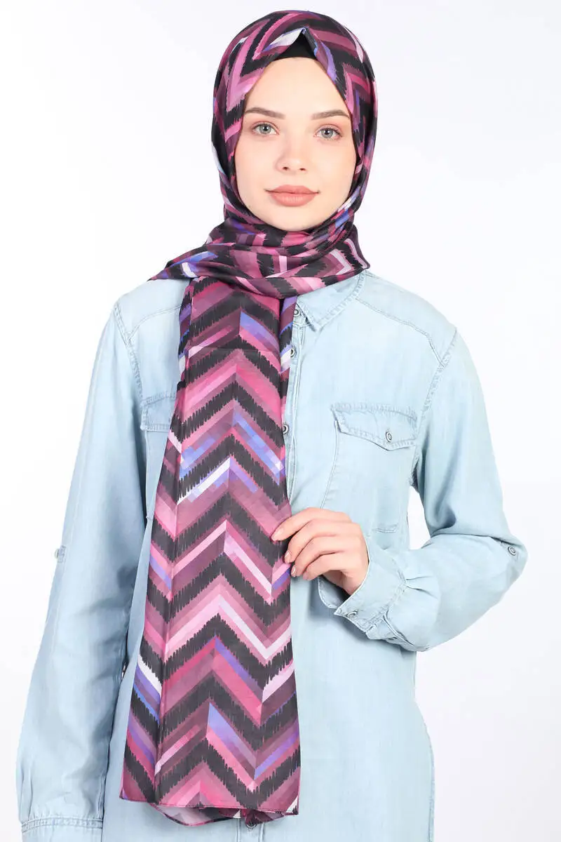 ShantuQ Chevron Pattern Soft to Twill Shawl Purple