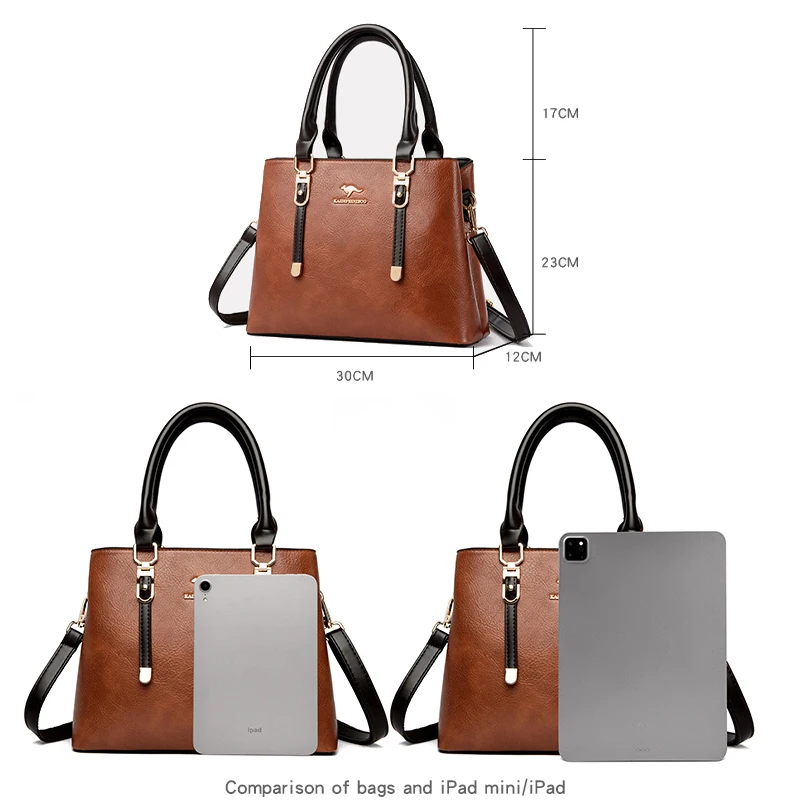 2024 Fashion Retro Women's Handbag Multi layered Large Capacity Ladies Shoulder Bag Girls Advanced Color Versatile Bucket Bags