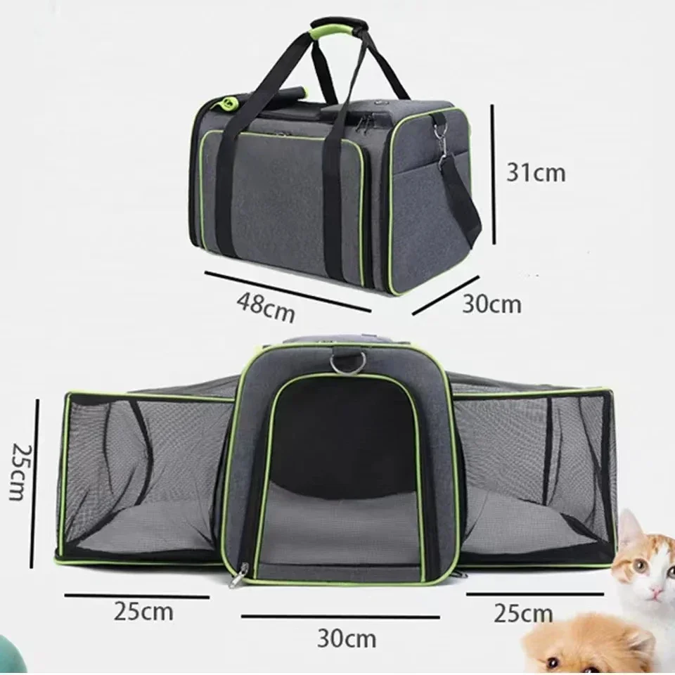 Imagem -06 - Transportador Dobrável e Macio com Fita Reflexiva Grande Capacidade Bolsa de Viagem Expansível para Gato e Cachorro Companhias Aéreas Aprovadas