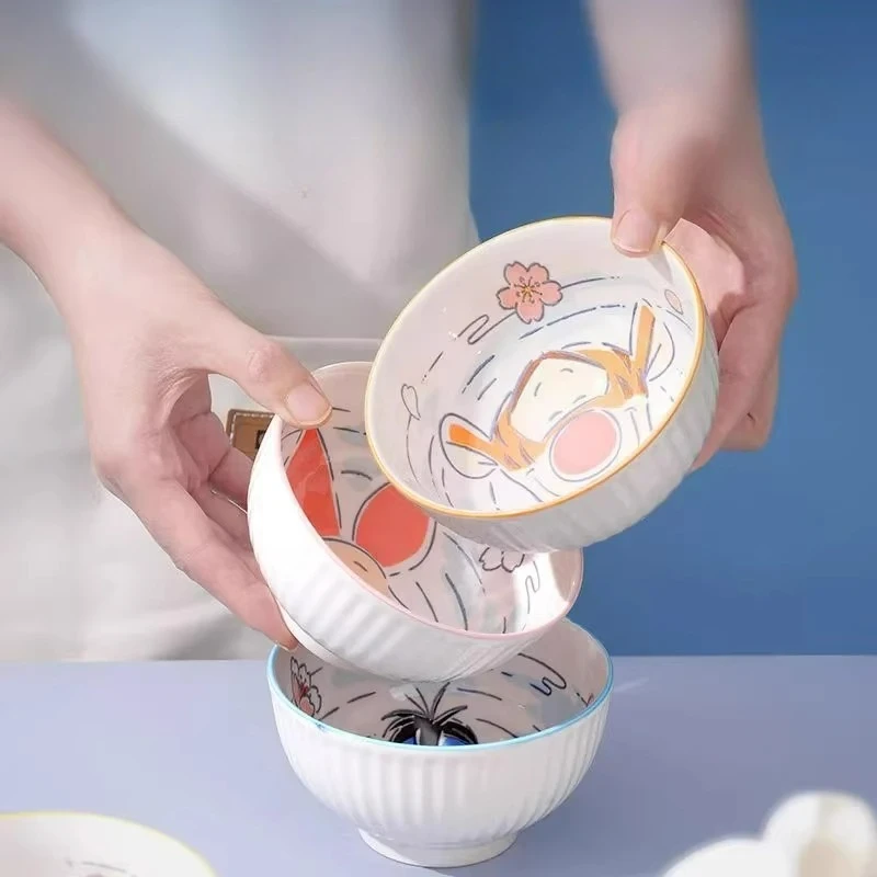 Disney pooh urso casa tigela de cerâmica estilo bonito tigela de arroz anti-desgaste utensílios de mesa presentes de aniversário das crianças