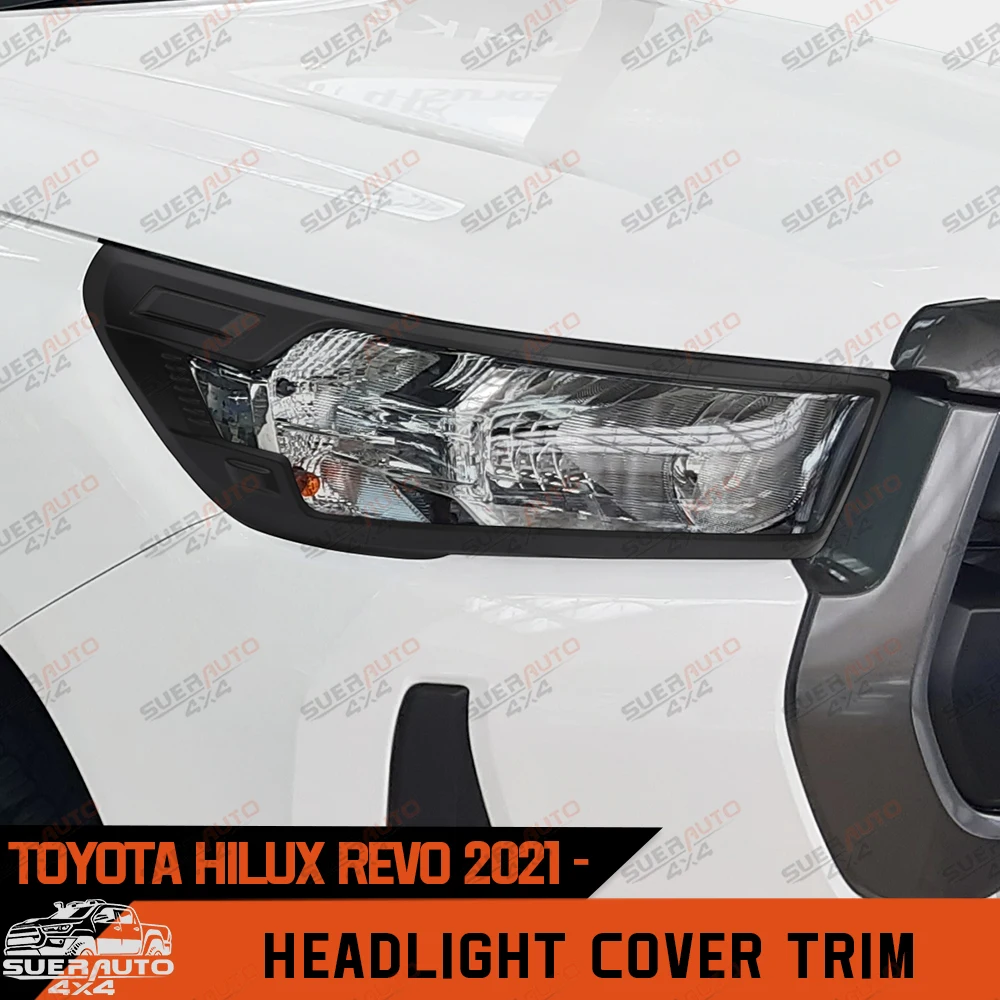

Matte Black Headlight Cover Trim For Toyota Hilux Revo 2021 2022 2023 2024 ABS Front Lamp Hood Protector Cover Car Accessories