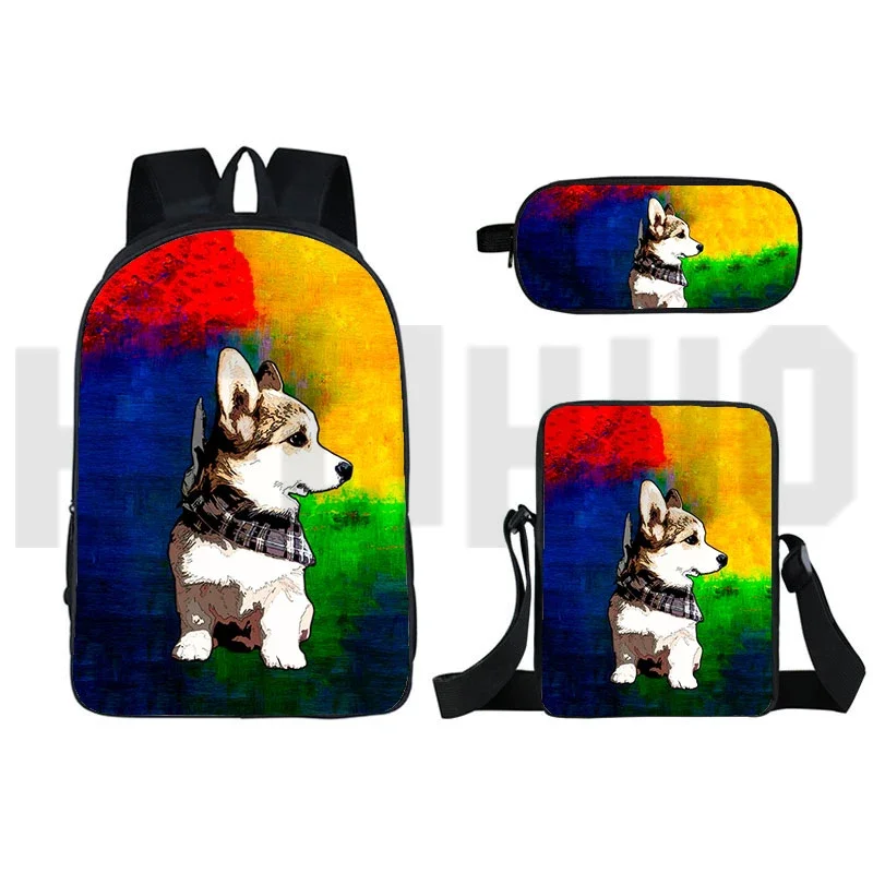 3D Print Pet Dog Welsh Corgi Pembroke Backpack Women Cosmetic Bag Travelbag Korgi SchoolBag Girls Boys Kawaii Bookbags Laptop