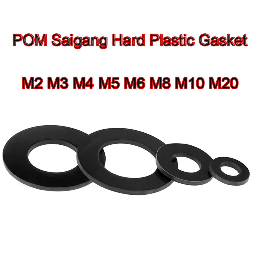 

10-500Pcs POM Black High-strength Insulation Gasket Polyoxymethylene Hard Plastic Gasket Saigang Plastic Flat Gasket M2M3M4-M20