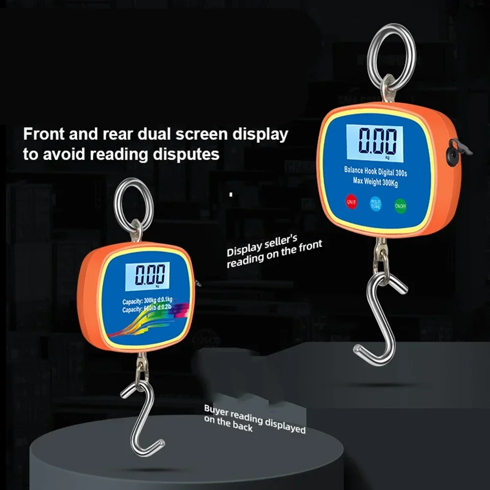 LED Dual Display Heavy Duty Crane Scale with Tare Zeroing Data Storage and Unit Switching Functions for Accurate Load Weighing