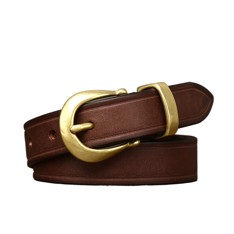 New Genuine Leather Women's Fashion Belts Trendy and Versatile Personality Retro Top Layer Pure Cow Leather with Jeans