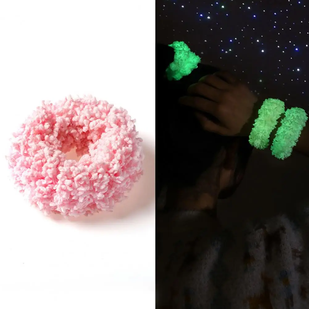 Hair Rope Thickened Solid Color Headwear Glow in The Dark Female Hair Tie   Hair Ring  for Make Up