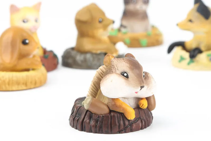 Original kawaii niedliche Tiere in Höhlen Serie Hund Katze Fuchs Hamster Anime Figur Action figur Mini Modell Spielzeug Geschenk