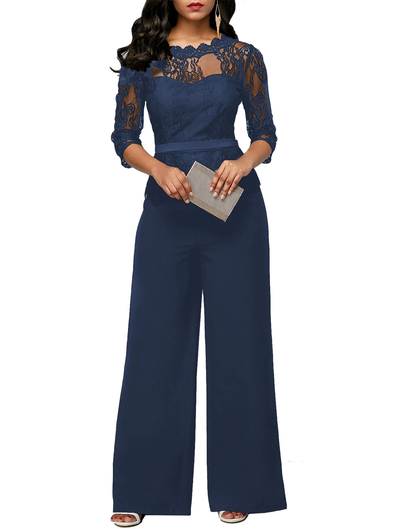 

New hot selling solid color short sleeved lace jumpsuit, can be worn on the outside or inside, suitable for various occasions