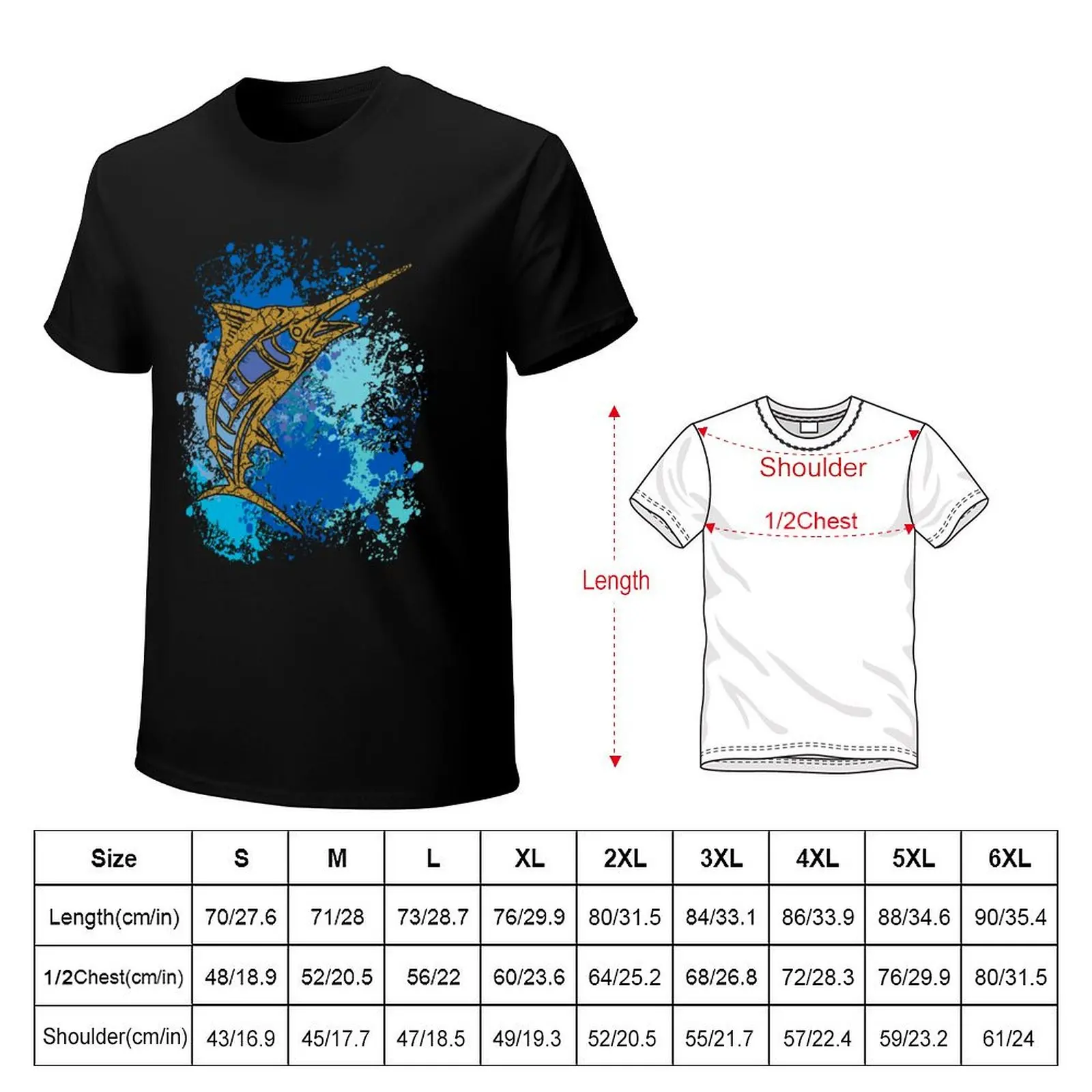 Marlin, Blue Marlin T-Shirt Plus Size Solid Color T-Shirt