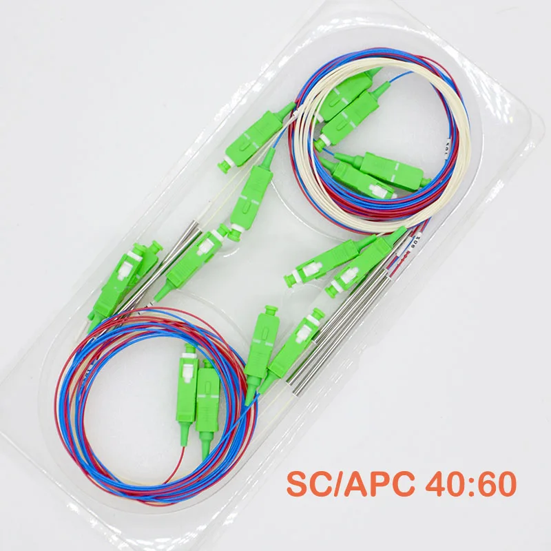 10PCS 0.9mm Fiber Optic FBT Splitter Unbalanced Optional Split Ratio 5:95 10:90 SC/APC 1×2 Connector