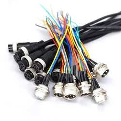 Waterproof GX16 Aviation Plug Socket with Wire IP68 2 3 4 5 6 7 8 9 Pin Male Female Connector Cable Opening 16mm Extension Cord