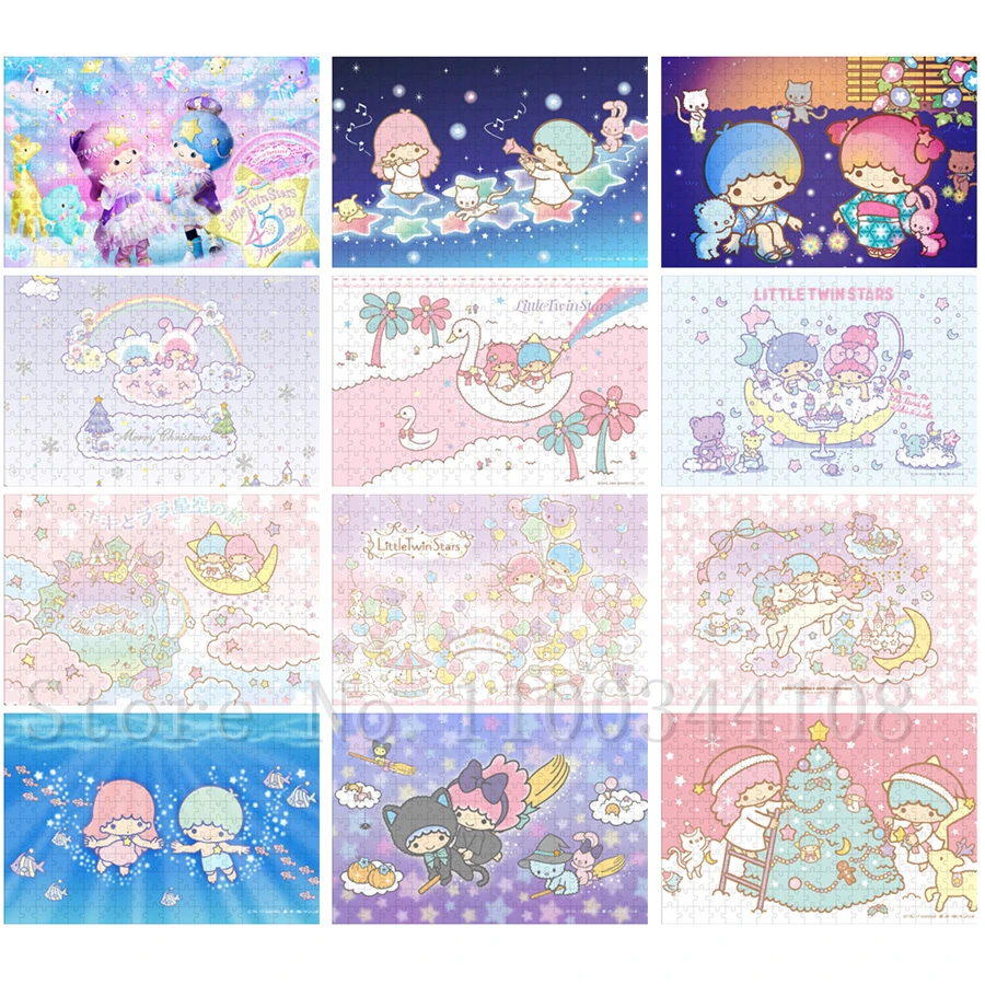 Sanrio Little Twin Stars Jigsaw Puzzles 35/300/500/1000 Pieces Cartoon Puzzles Kids Intelligence Game Toys New Year Gifts