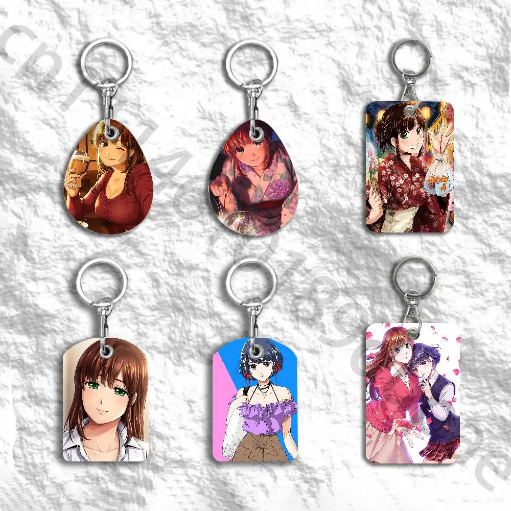 D-Domestic Girlfriend Protective Printed Leather Card Case Metal Keychain Accessory