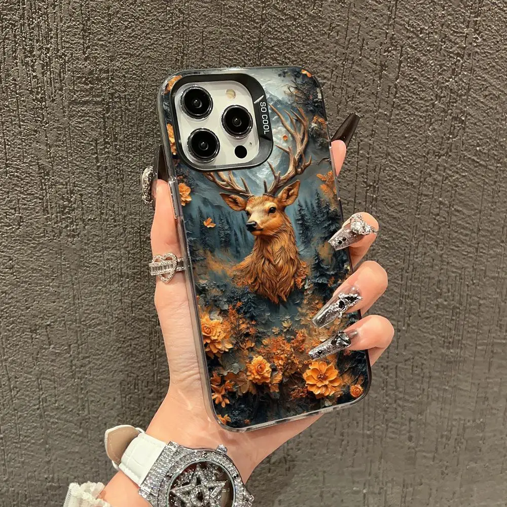

Deer and flowers Phone Case case for iPhone17 16 15 14 13 12 11 Pro/ Max/Plus shock-proof rear cover anti-fingerprint