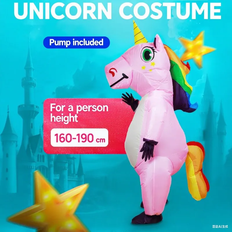 

Надувной костюм единорога, надувной костюм единорога всего тела подходит для косплея на Хэллоуин для взрослых мужчин и женщин