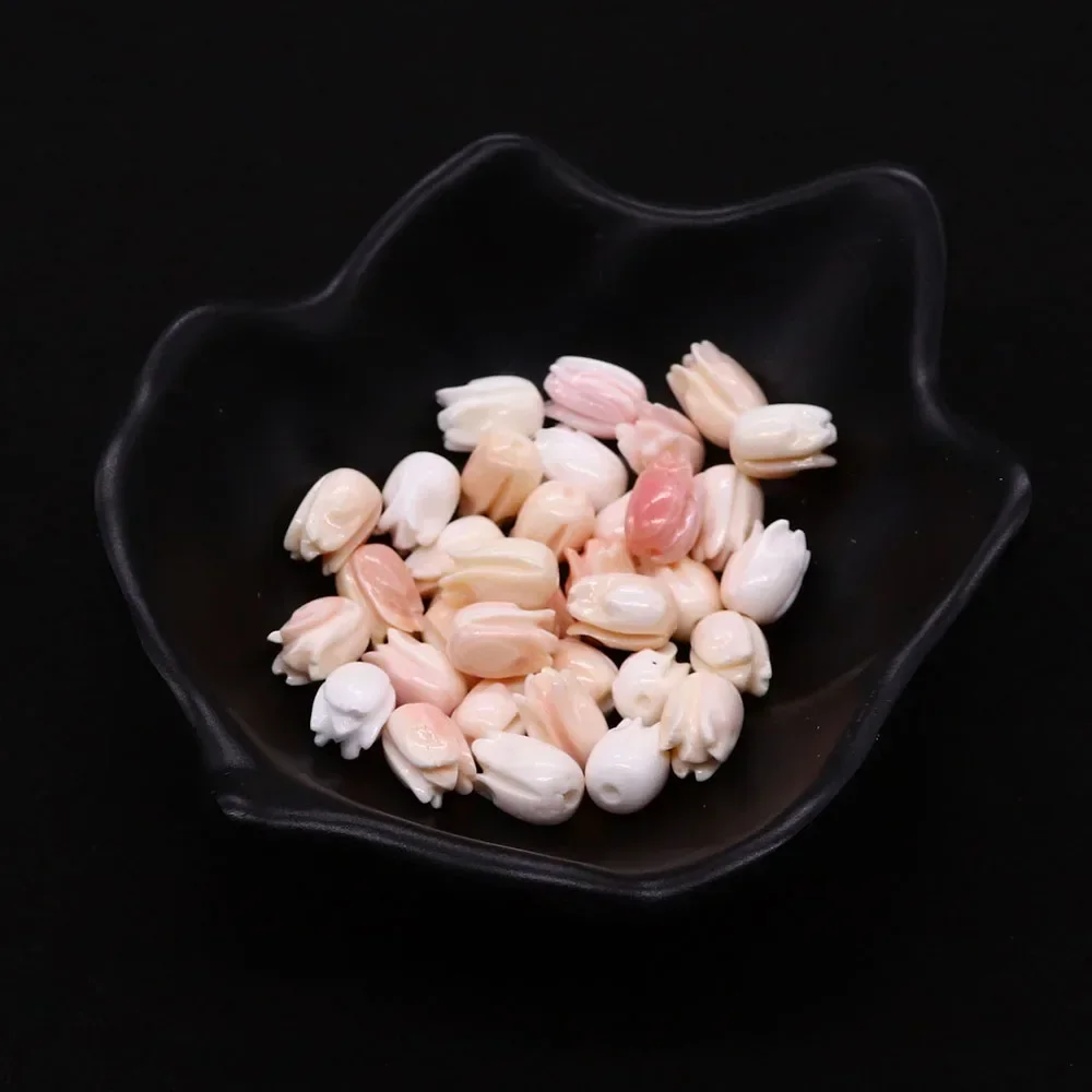 1pcs Natural Queen Shell Carmine Magnolia Shape Shell Beads Sculpture DIY Jewelry Bracelet Earrings Carving Shell Accessories