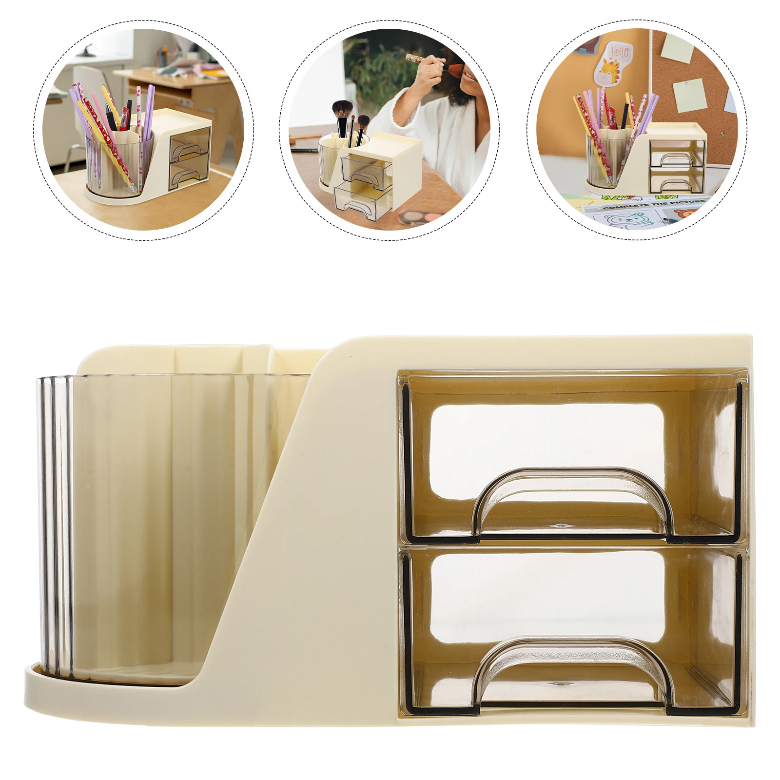 

Modern Multi-Functional Desk Organizer Pen Holder Storage Box With Drawers Plastic Stationery Rack For Office Home