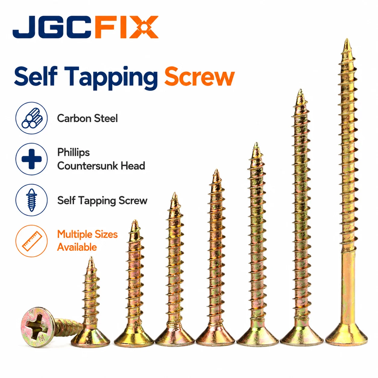 M3.5 M4 M5 Construction Screws Cross Flat Head Wood Screws Yellow Zinc Plated Self Tapping Wood Screws For Cabinet Fiberboard