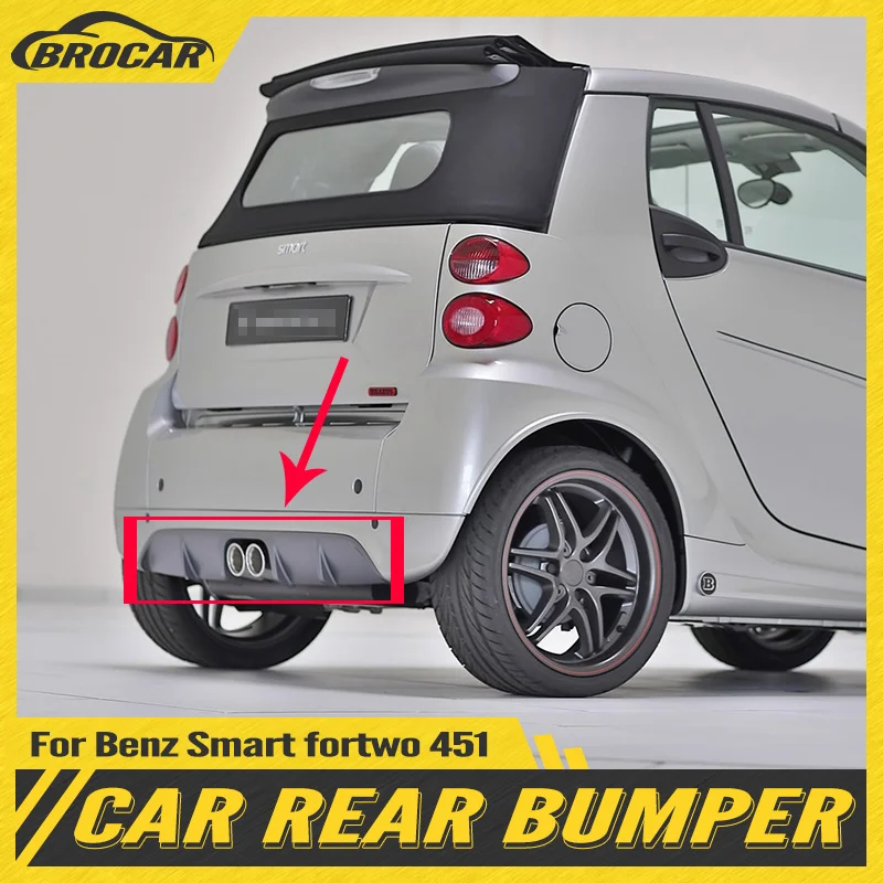 Fit For Benz Smart fortwo 451 PP Material Black Rear Spoiler Diffuser Bumper Guard Protector Skid Plate Bumper Cover Car Styling