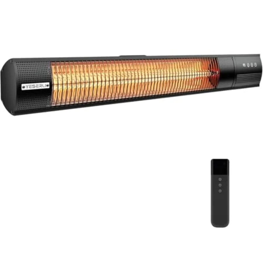 

Electric Patio Heater for Outdoor Use Metal Frame Black Finish High Efficiency Heating with Adjustable Thermostat