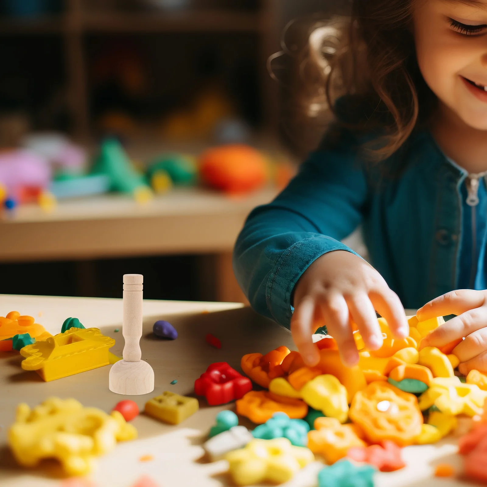 Set di timbri artigianali in argilla Strumenti di modellazione con manico in legno per lo sviluppo delle abilità motorie fini dei bambini e la progettazione delle texture in ceramica