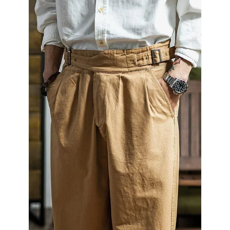 Pantalones militares Retro americanos Gurkha, pantalones de herramientas mejorados, pantalones de pierna ancha sueltos rectos de cintura alta,