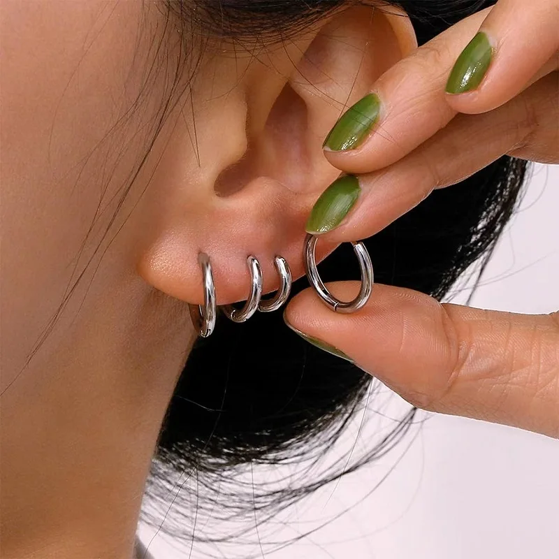 1,6 mm einfache chirurgische Edelstahl-Huggie-Creolen für Damen und Herren – Knorpel-Ohrpiercing-Schmuck – Detail 8