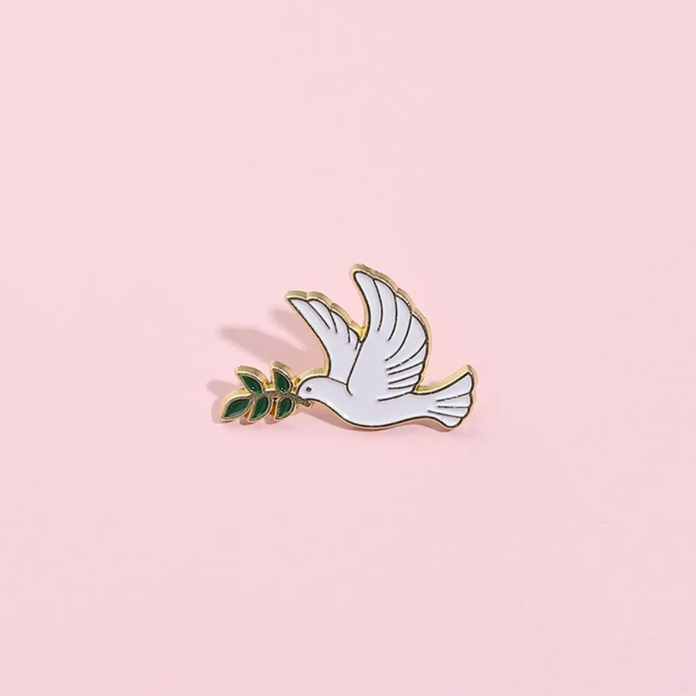 Symbolizing World Peace Pigeon Enamel Pin Peace Dove Olive Branch Metal Brooch Lapel Badge Jewelry Decoration Gift For Friends - view 5