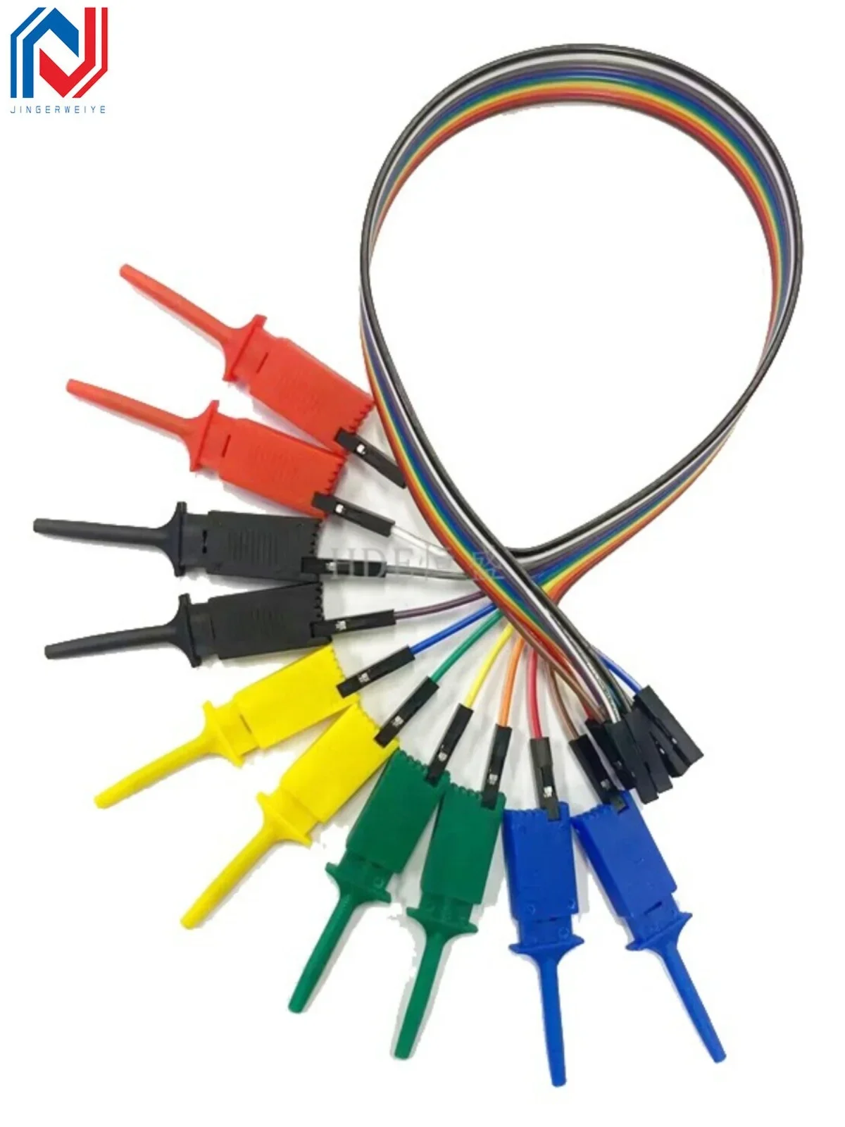 20/30CM Test Hook Clip Logic Analyzer Cable Gripper Probe Jumper Wire Clamp Kit Yellow/Red/Black/Green/White/Blue