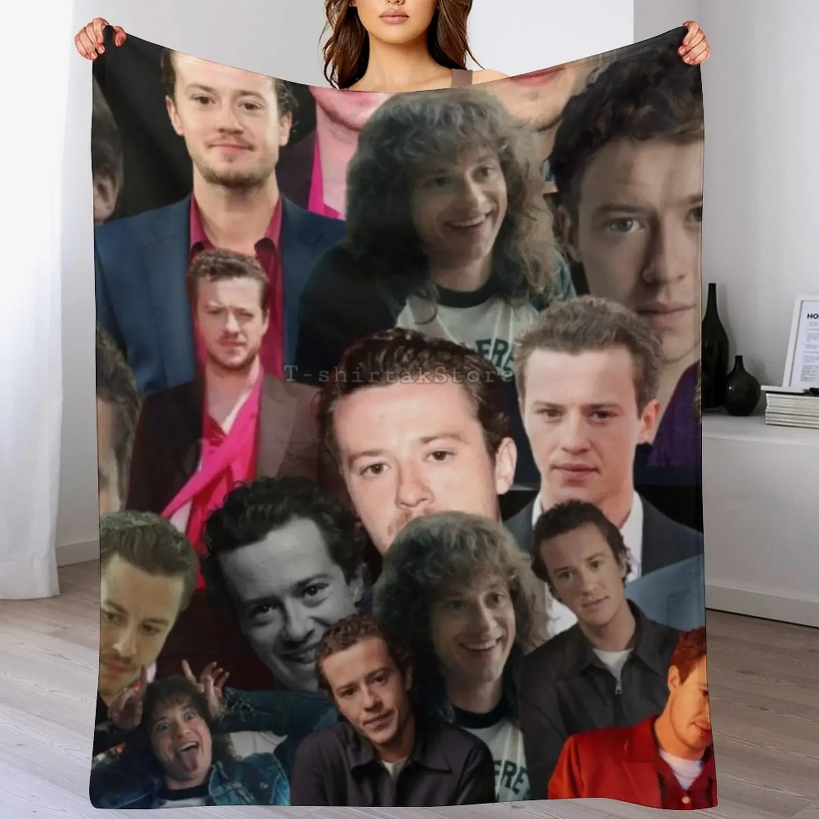 Joseph Quinn Photo Collage Throw Blanket Warm Cozy Throw Blanket for Living Room Couch