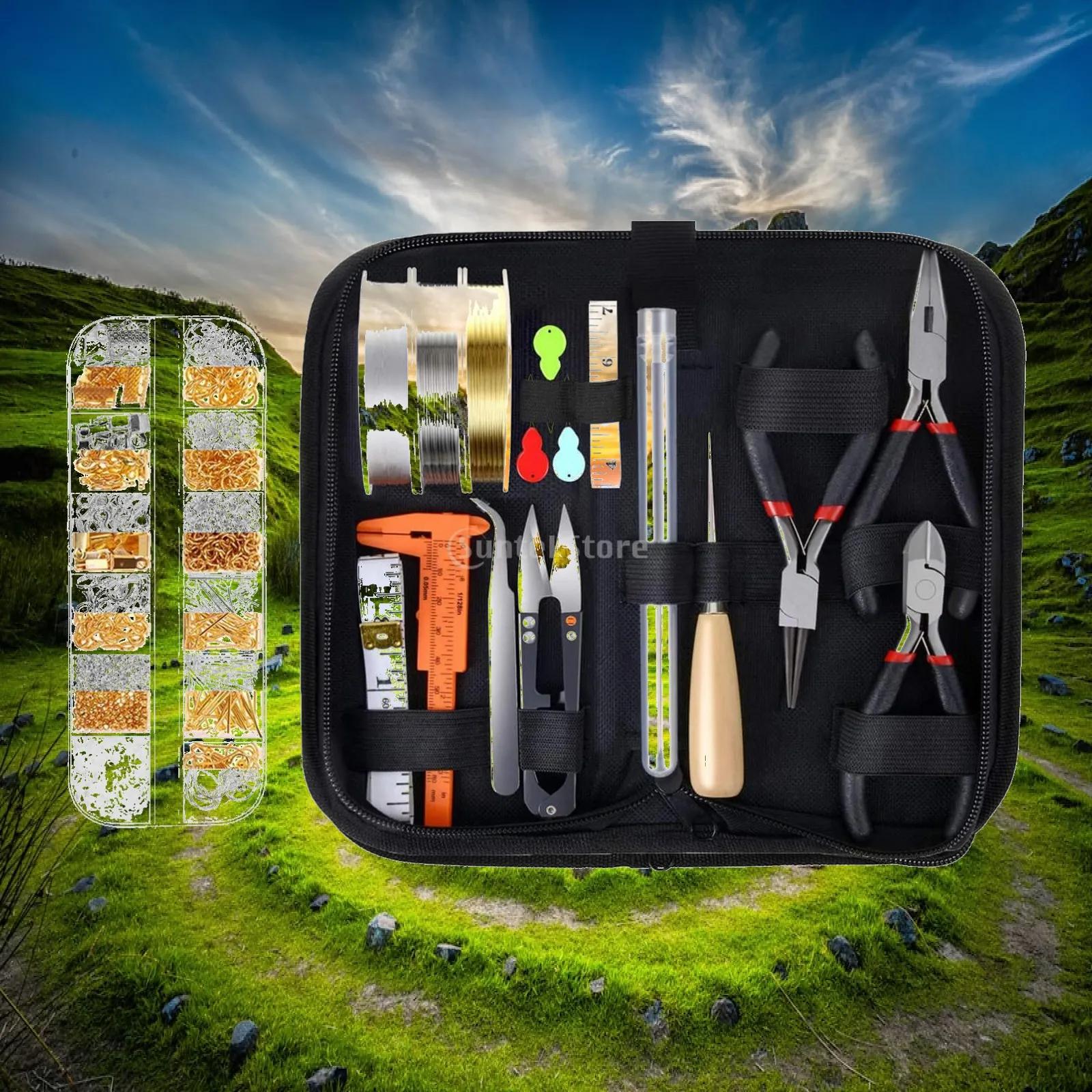 Jewelry Making Tools Kit with Case Pliers Copper Wire Bead String DIY Bracelet Craft Set for Handmade Gifts