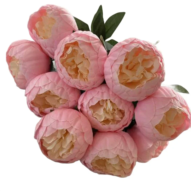 10 Head Simulation Flower Bouquet for Home Decor For Weddings Light Blue Dark Rosy Rosy Red Decorative Arrangement