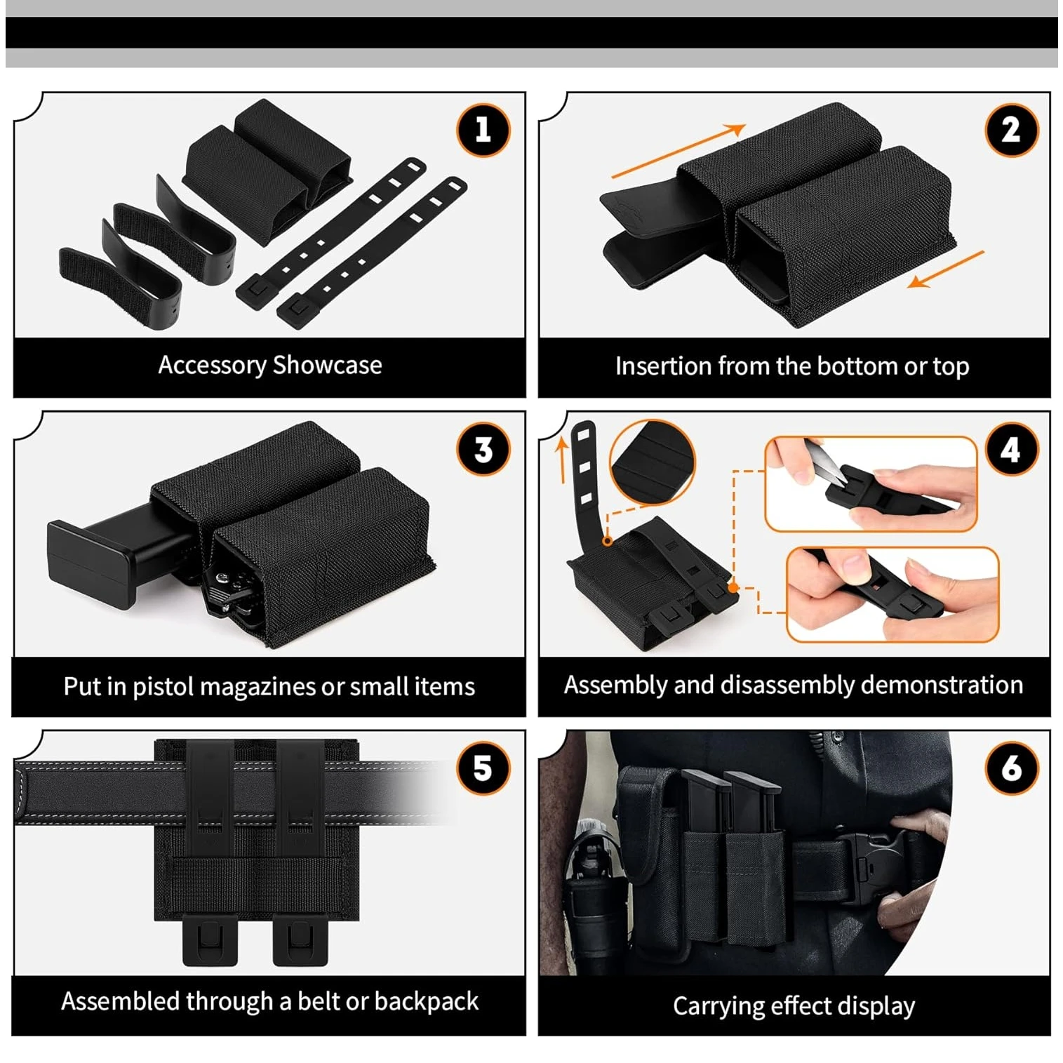 FAST 9MM Doppel-Magazintasche Taktischer Schnellverschluss 9mm Einzel-Magazinhalter Leichtgewichtige Molle-Magazintasche – Detail 6
