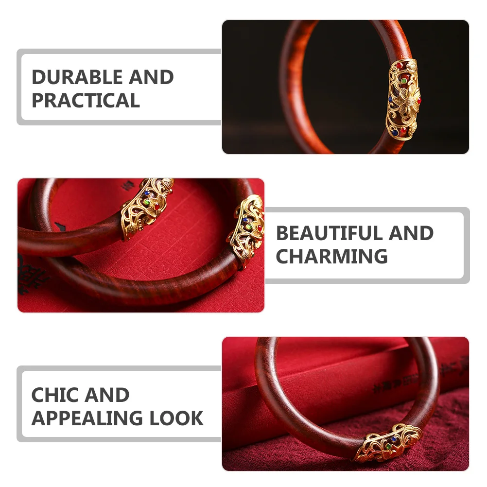 

1pcs Purple Sandalwood Bracelet Natural Wood Jewelry For Women Vintage Wooden Bangle Hand Wrist Decor Ethnic Chunky Cuff