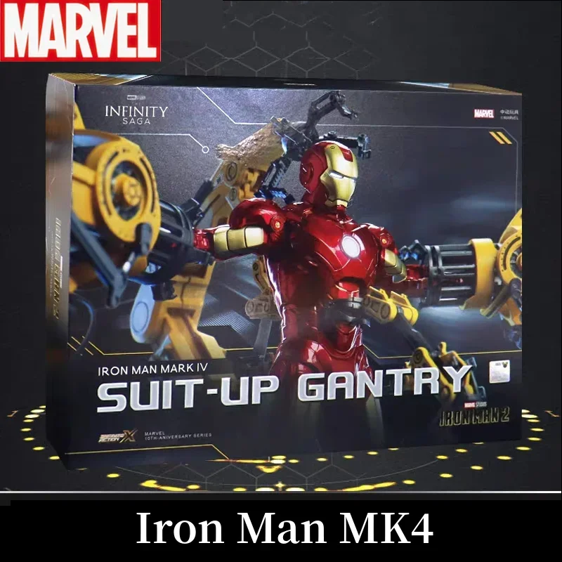 In Stock Marvel Zd Iron Man Mk4 With Suit-up Gantry Original 1/10 Tony Stark Action Figure Collectible Model Toy For Cool Gifts