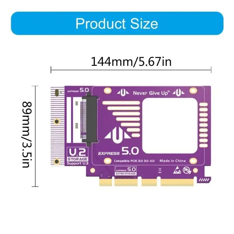 652F PCIE 5.0x4 إلى NVME بطاقة توسيع محول السهل التثبيت لا يتطلب برنامج تشغيل إضافي