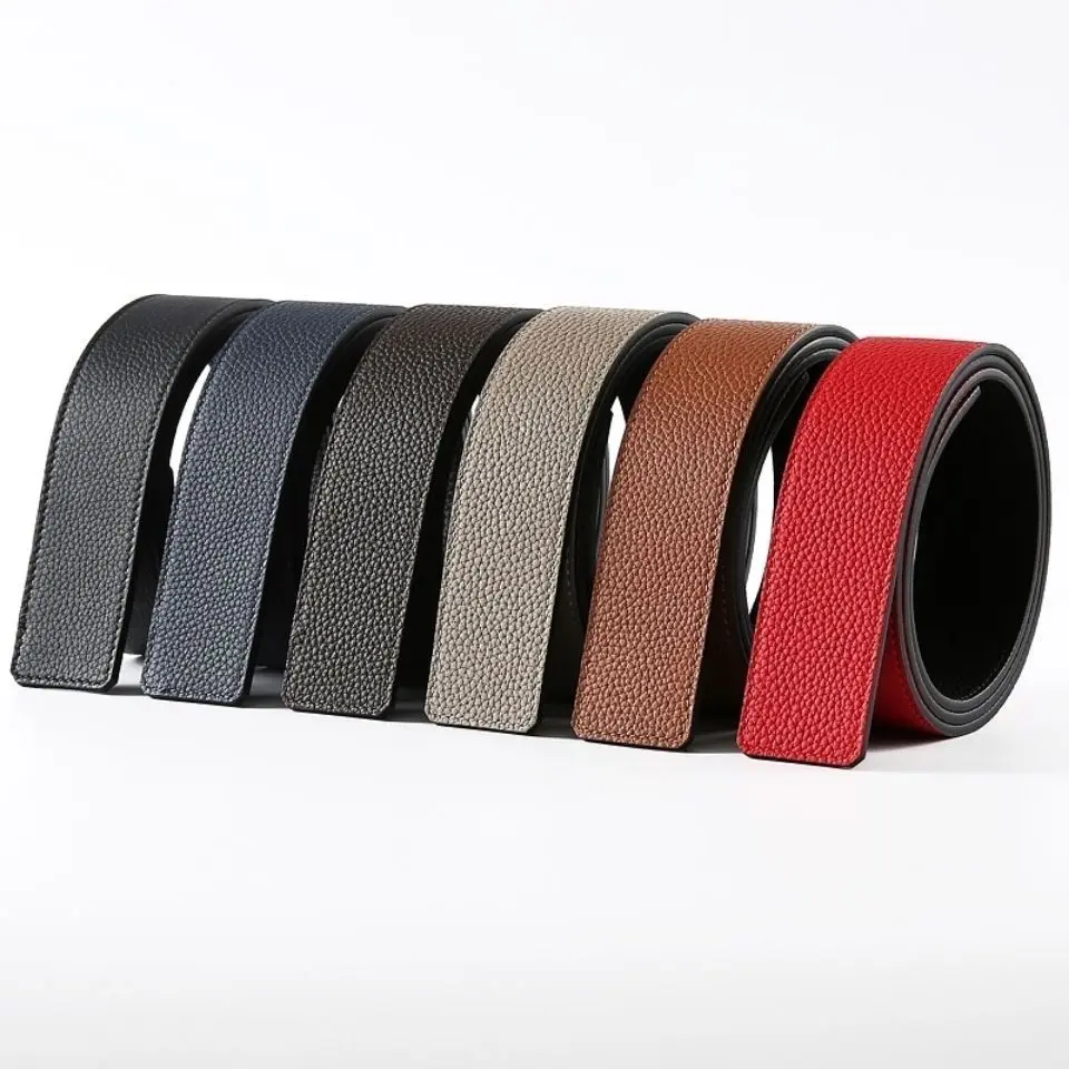 3.9CMHigh-end cowhide leather plate buckle perforated headless belt High-end men's belt4.0cm