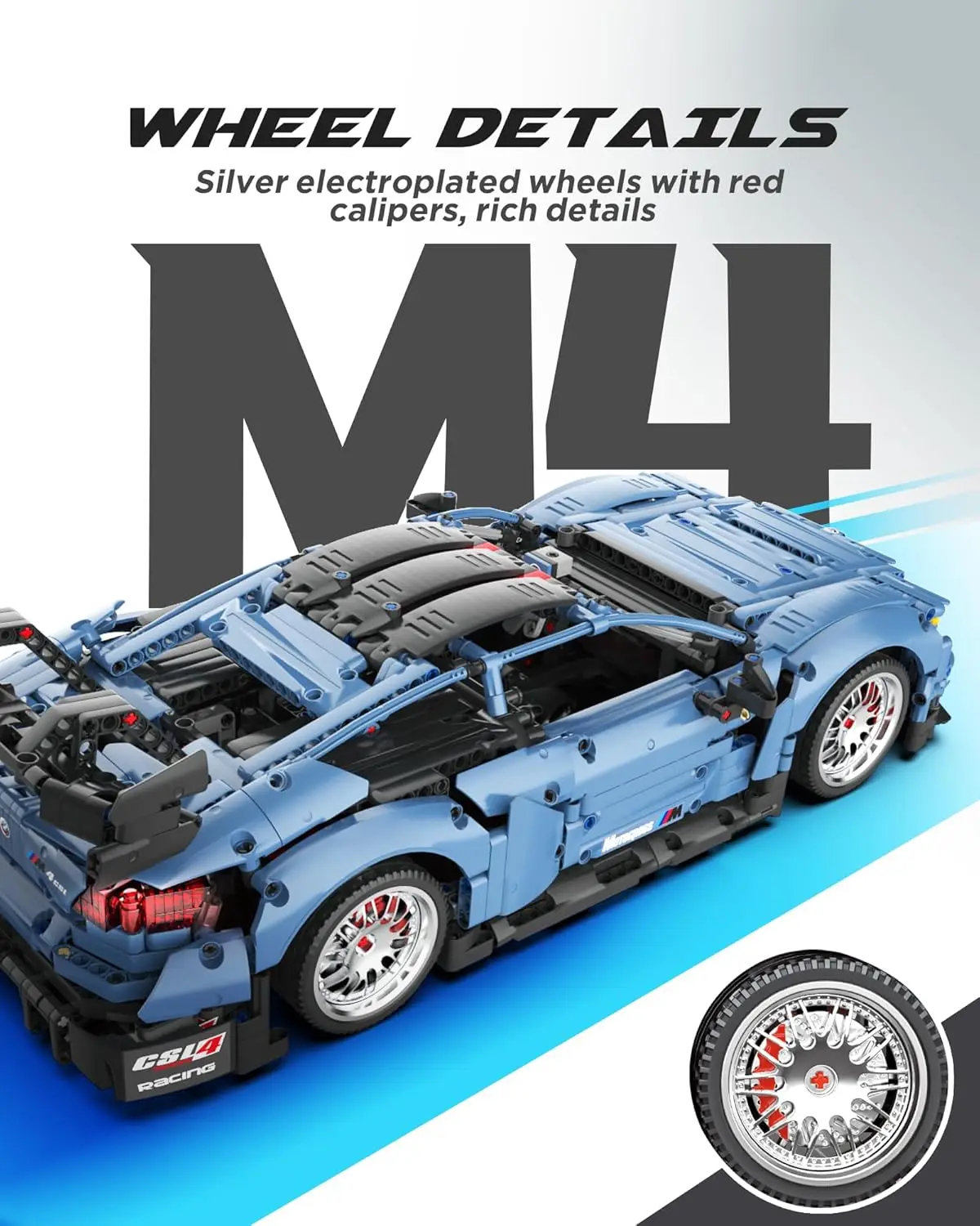 Sportwagenbouwset, schaal 1:10 M4 race-technische auto voor volwassenen Verzamelauto's ingesteld om te bouwen, bouwen en weergavemodel voor