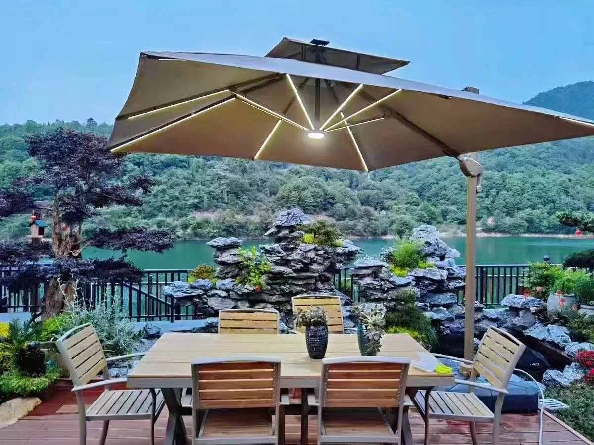 Cantilever Garden Custom Wholesale Parasol Large Patio Outdoor Umbrellas Led For Big Patios With Stand