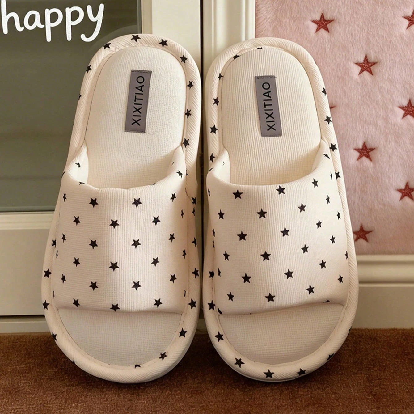 Women's House Fur Slippers Casual Fashion Stripe Design Blue White Cute Lovely Indoor Non-slip Warm Soft Soles Comfy Home Light view 6