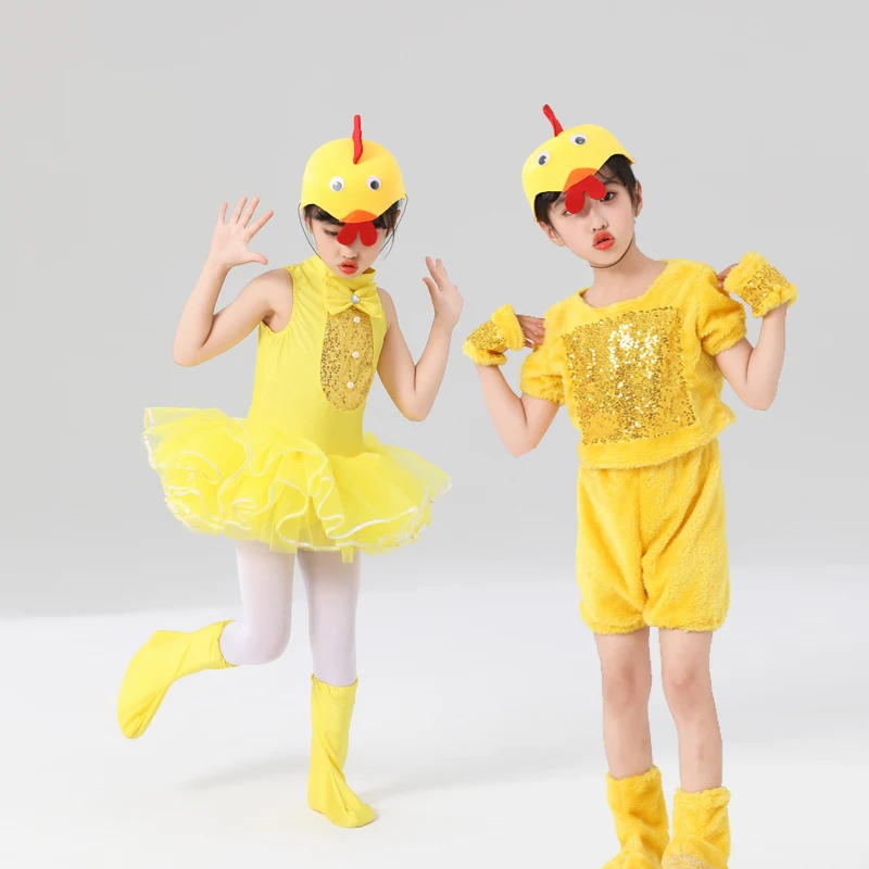 Traje de danza contemporánea para niños, pollo, pato, Animal, Ropa de baile de Jazz moderna para niñas, traje de actuación para niños